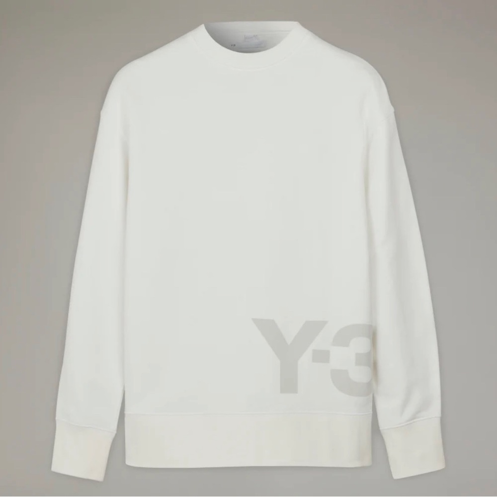 Y-3 White Classic Chest Logo Crew Sweatshirt HG8798 in LARGE